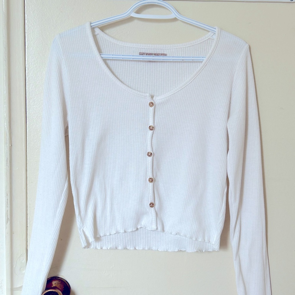 Harlow White Long Sleeve Button Up